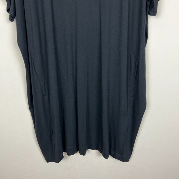 Eileen Fisher T-Shirt Dress Large Black Jersey Knit Relaxed Oversized Fit Pocket - Picture 3 of 8